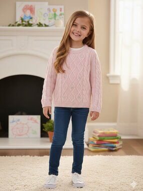 ⭐ NEW NWT Girls Gymboree Pink Diamond Knit Sweater Size 6